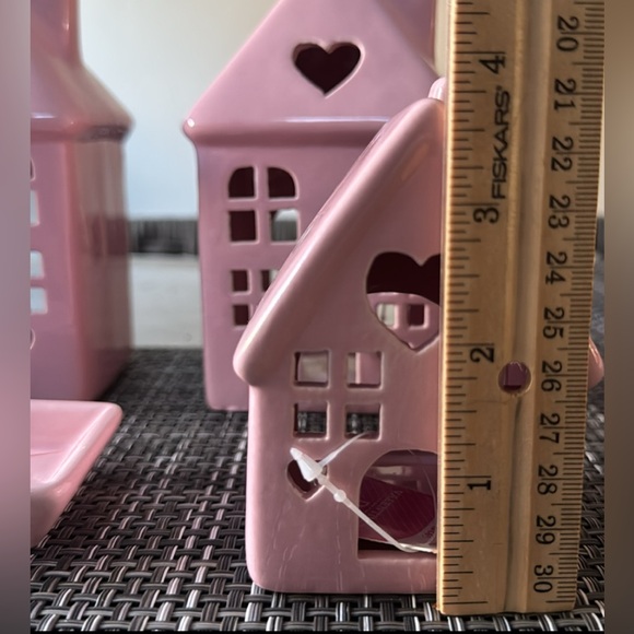 Valentine's Day Beautiful Ceramic Pink Houses & Ceramic Trinket Dish. New. - Picture 7 of 12